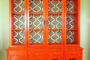 Retro-Orange-China-Cabinet-with-Handpainted-Backboard-Sawdust-and-Embryos