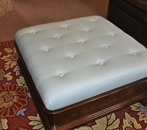 How to reupholster an ottoman and how to make a tufted ottoman thumbnail