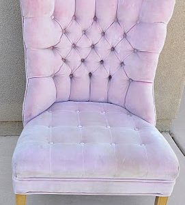 Reupholstering of pink chair complete! thumbnail