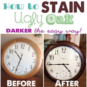 How to Stain UGLY Oak Wood Darker {easily} thumbnail