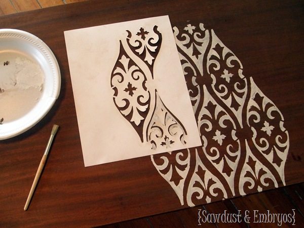 How to Stencil a Coffee Table {Sawdust and Embryos}