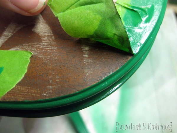 Using painters tape to make a PERFECTLY CRISP line on a rounded edge {Sawdust and Embryos}