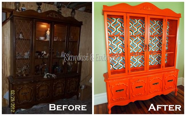 China Cabinet Transformation (with hand-painted backboard) sawdustandembryos.com