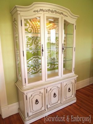 Green Paisley China Cabinet {Sawdust and Embryos}