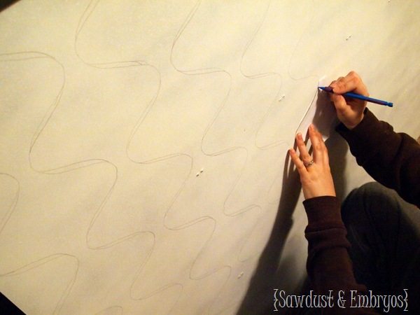 Handpainting the backboard of a China Cabinet {Sawdust and Embryos}