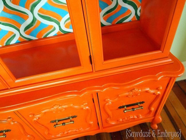 Shocking Orange China Cabinet Overhaul {Sawdust and Embryos}