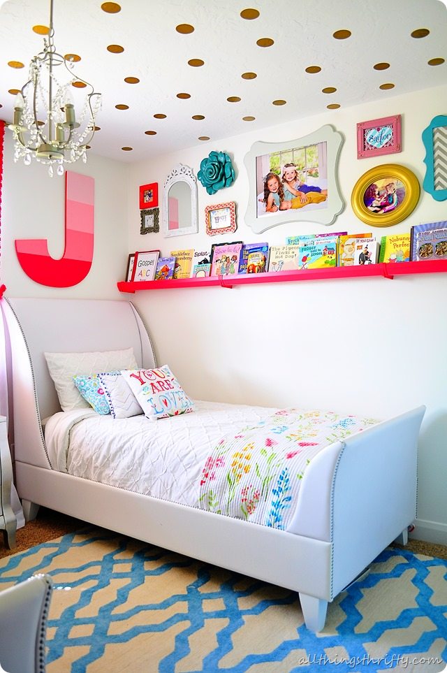 Coral, Gold, and Aqua Girl's Bedroom Reveal!  All Things 