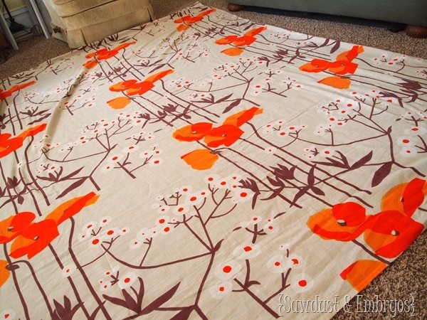 Orange Poppy Fabric {Child-proofing upholstery tutorial) SAWDUST AND EMBRYOS
