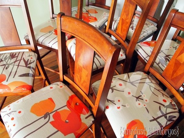 Vinyl covered dining chairs {Tutorial by Sawdust and Embryos}
