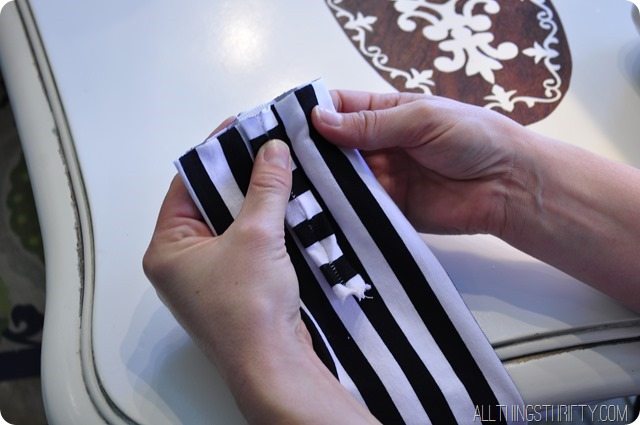 folding the fabric for jersey headband tutorial