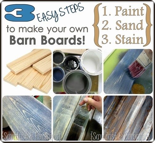 DIY Distressed 'Barn Board' Tutorial {by Sawdust and Embryos}