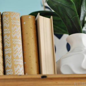 Decorating with Books {How to recover books with paper} thumbnail