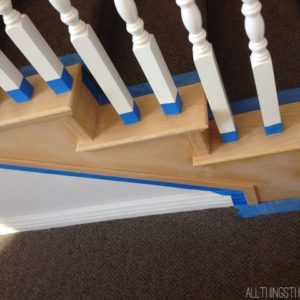 How to Stain an {UGLY} Oak Banister Dark thumbnail