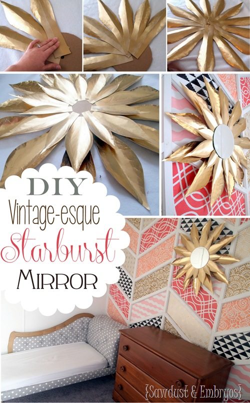 DIY Vintage-esque Starburst Mirror Tutorial {Sawdust & Embryos}