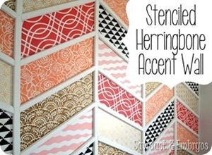 Stenciled-Herringbone-Accent-Wall-Sawdust-and-Embryos