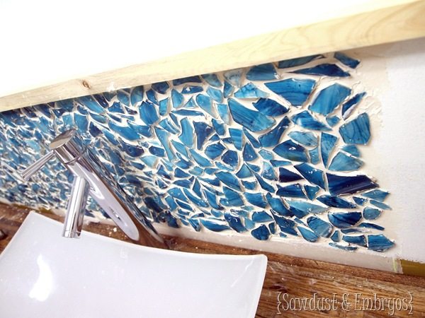 Installing a Mason Jar Mosaic Backsplash {Sawdust and Embryos}