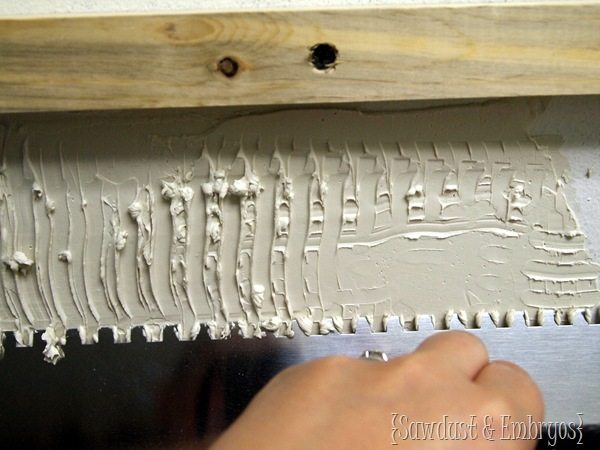 Notched Trowel ~ Installing a Mosaic Backsplash {Sawdust and Embryos}