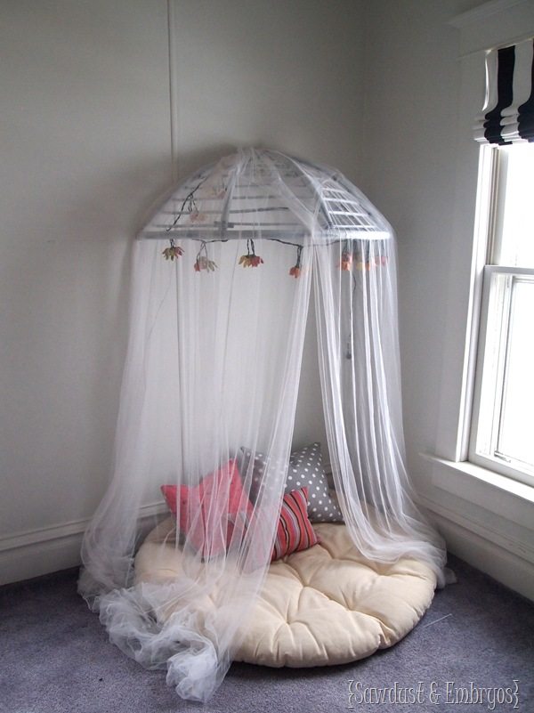 Canopy made from a papasan chair {Sawdust and Embryos}