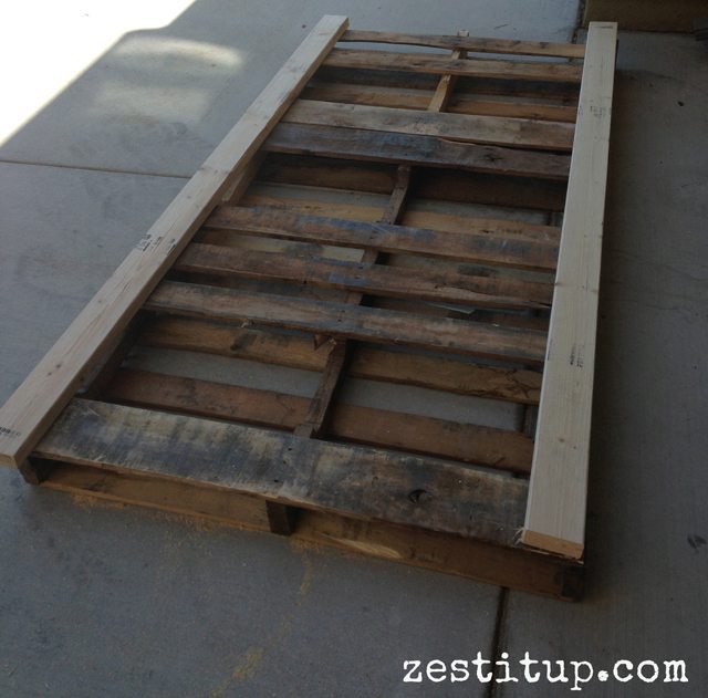 attach two pallets with a 2X4