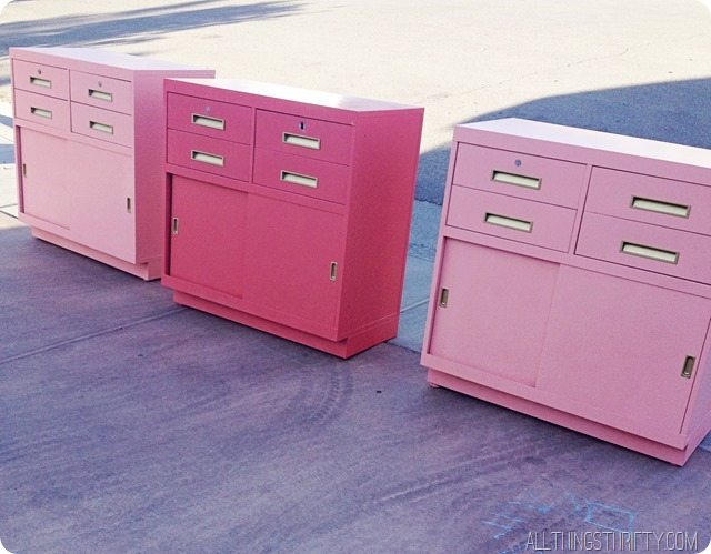 coral and peach filing cabinets