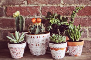 Lace flower pots