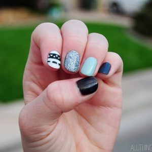 Cute Fingernail Polish Idea {Mint, Black, White, and Silver} thumbnail