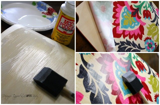 AWESOME!  Mod Podge fabric onto a wooden chair!  Full tutorial by Designer Trapped in a Lawyer's Body for All Things Thrifty!  