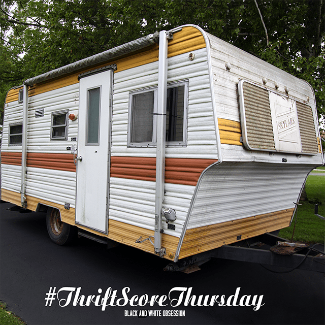 #thriftscorethursday Vintage Skylark Camper Trailer| All things Thrifty contributor Trisha D from Black and White Obsession