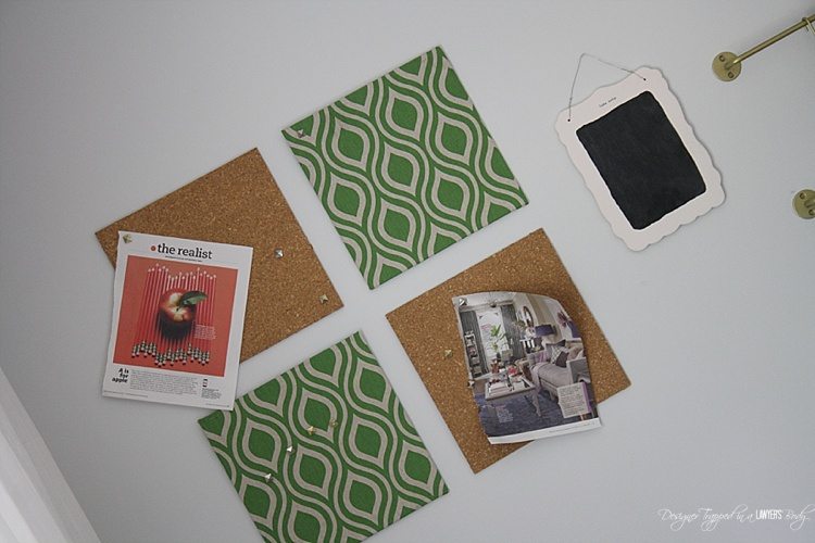 LOVE THIS!  DIY fabric covered cork tiles.  So easy and stylish!  By Designer Trapped in a Lawyer's Body for All Things Thrifty.