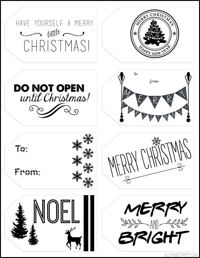 Free Printable Black And White Christmas Tags
