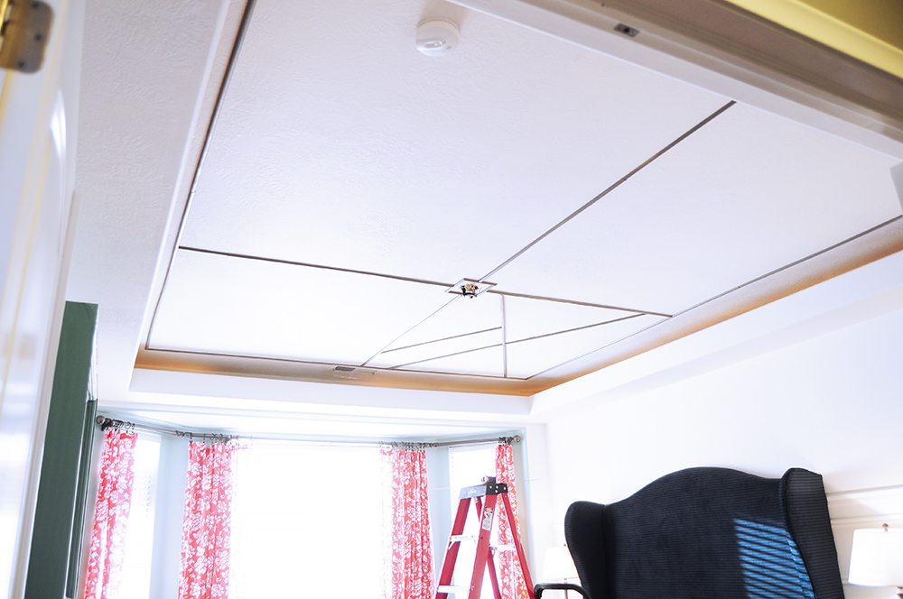 decorative ceiling project in master bedroom for less than $100
