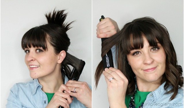 Curling hair with flat iron by www.girllovesglam.com