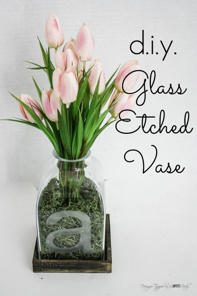 This is BEAUTIFUL!  Make a DIY etched glass vase in about 20 minutes.  Full tutorial by Designer Trapped in a Lawyer's Body for All Things Thrifty!