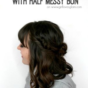 Fishtail Braid with Half Messy Bun thumbnail