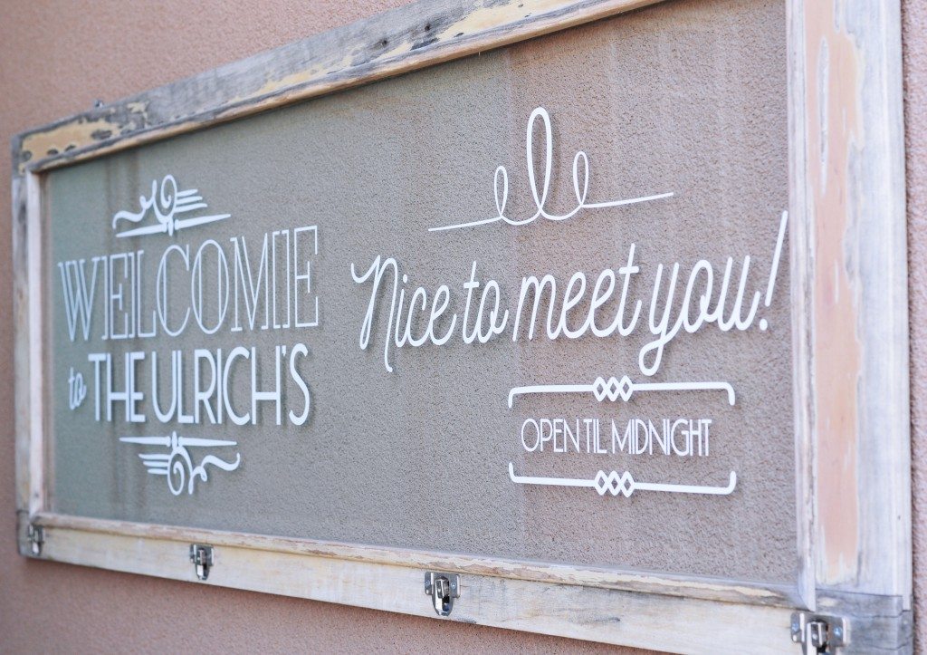 welcome sign by front door