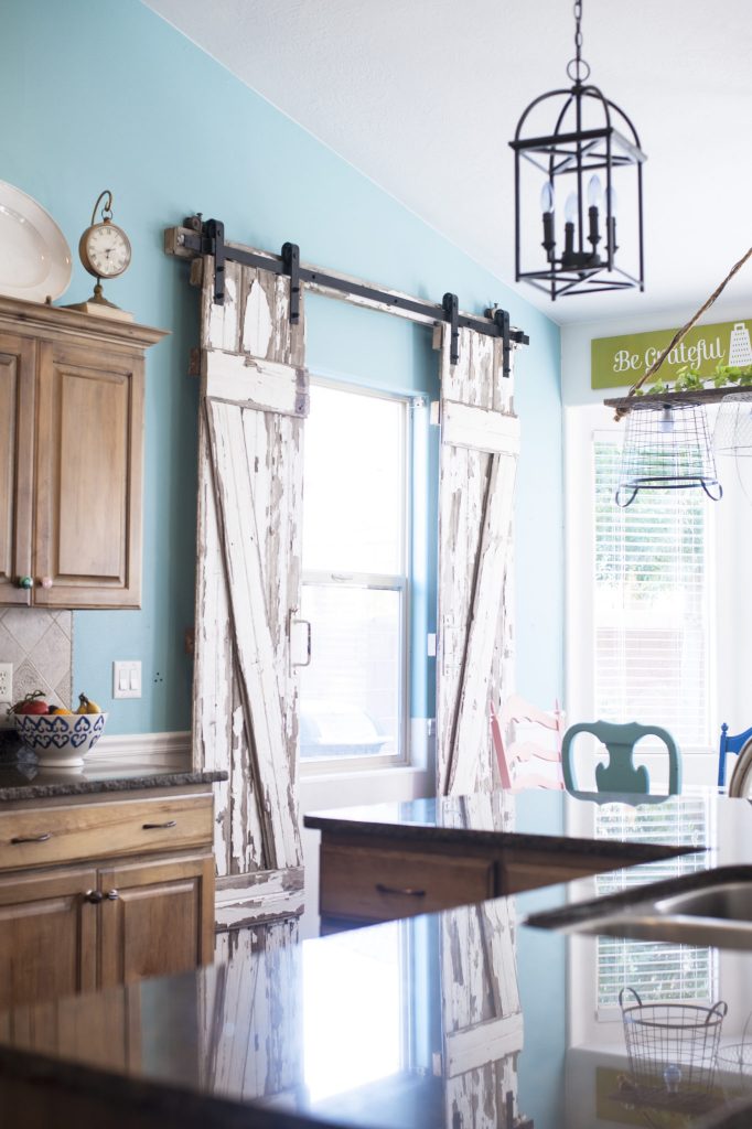 Double Barn Door used as window treatments