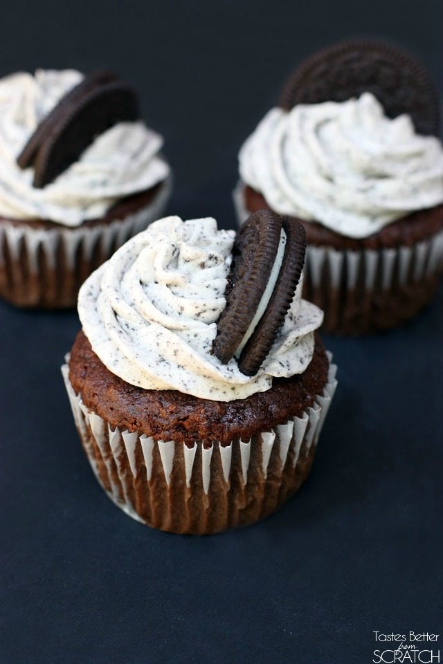 Chocolate Cupcakes with Oreo Cream Frosting