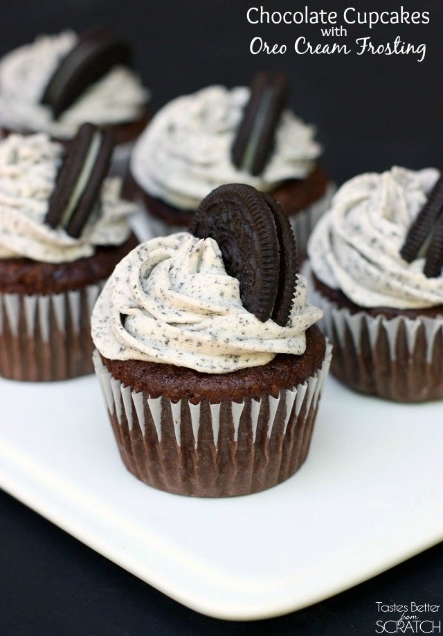 Chocolate Cupcakes with Oreo Cream Frosting