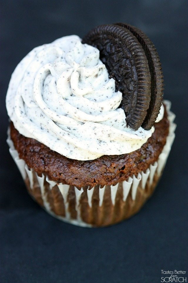 Chocolate Cupcakes with Oreo Cream Frosting