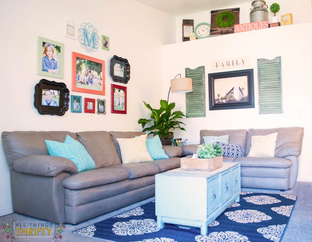 Colorful Living Room Photo Gallery Wall