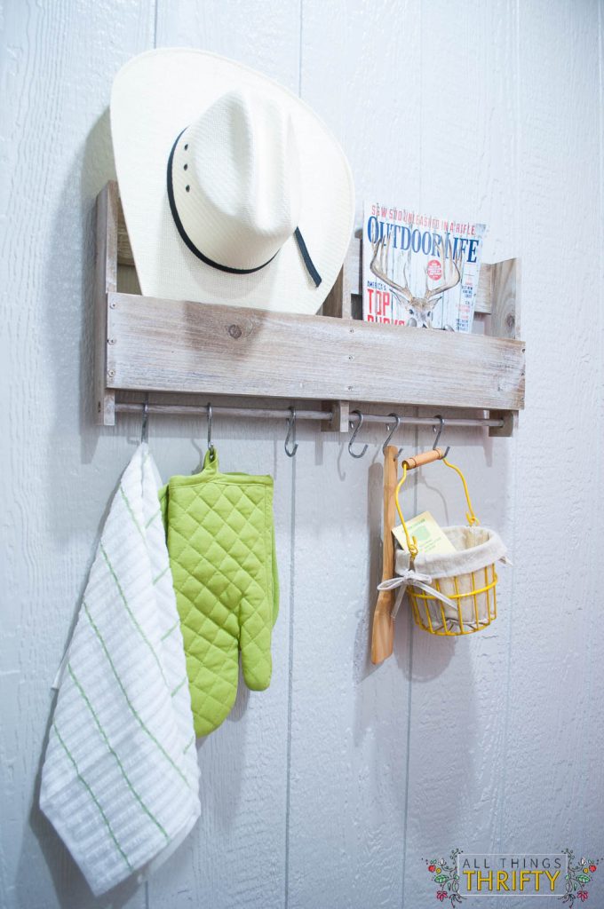 entryway shelf in custom tiny cabin