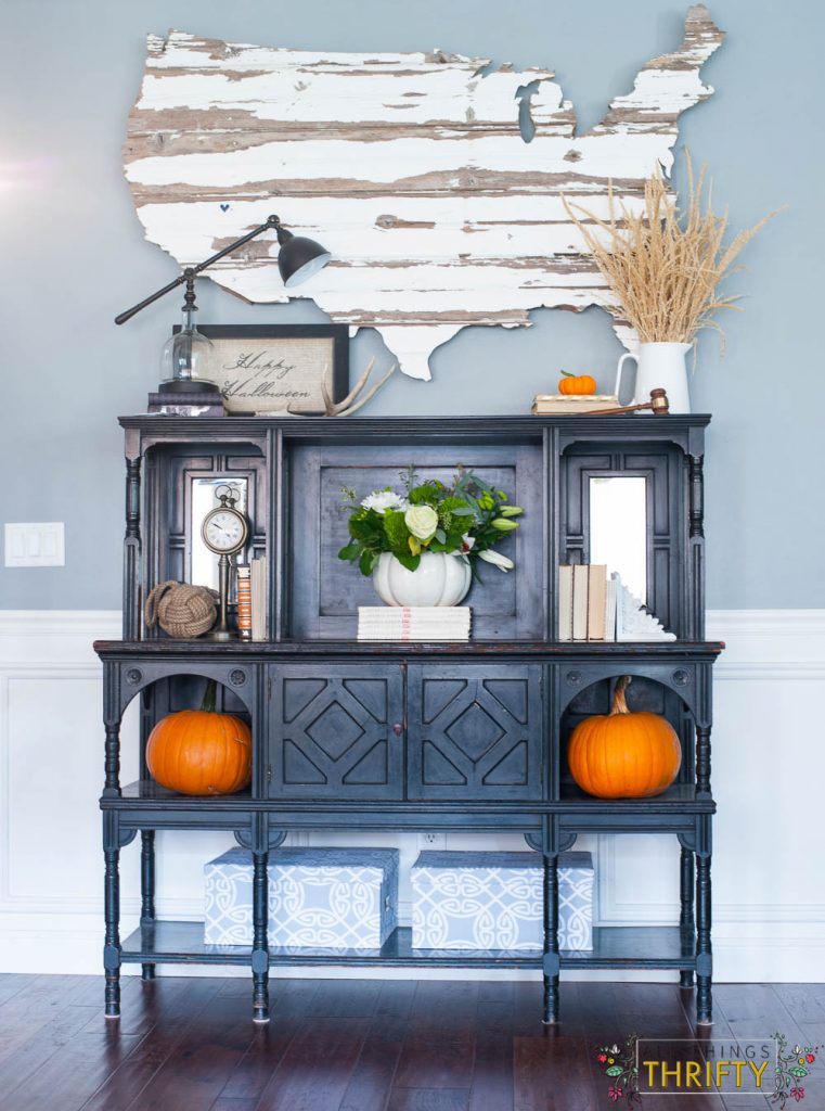 Fall Decorating Ideas with pumpkins and corn tassles