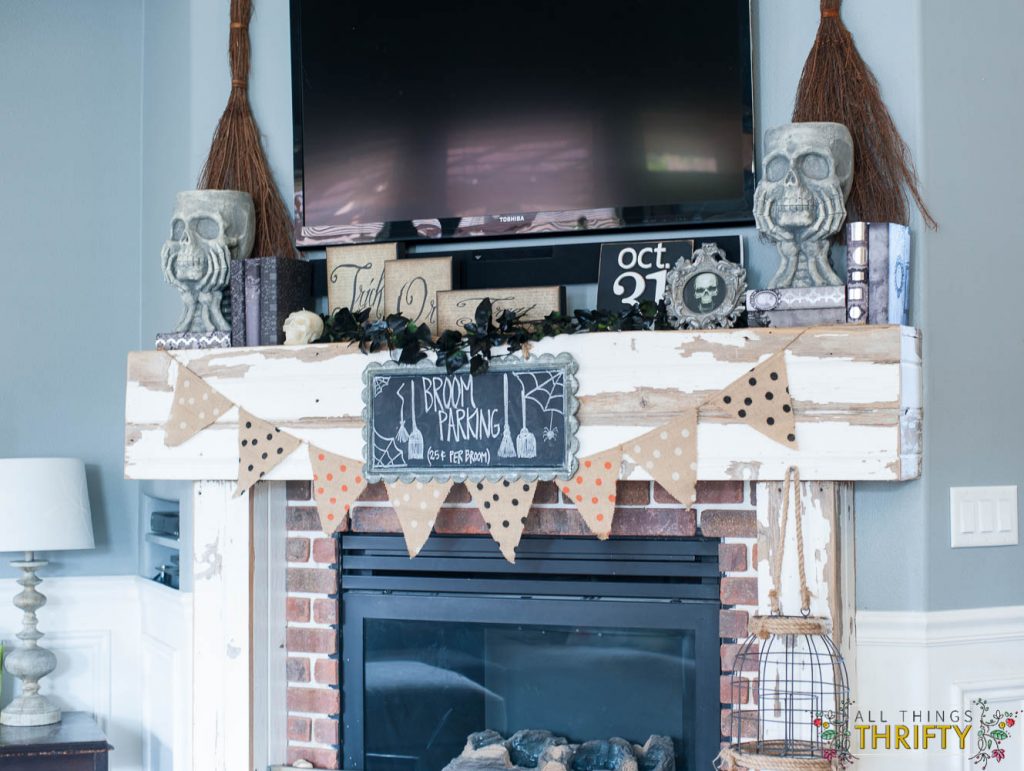 Halloween Broom Parking Mantle Ideas