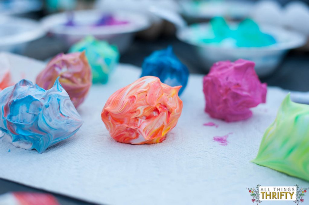 dying easter eggs with shaving cream