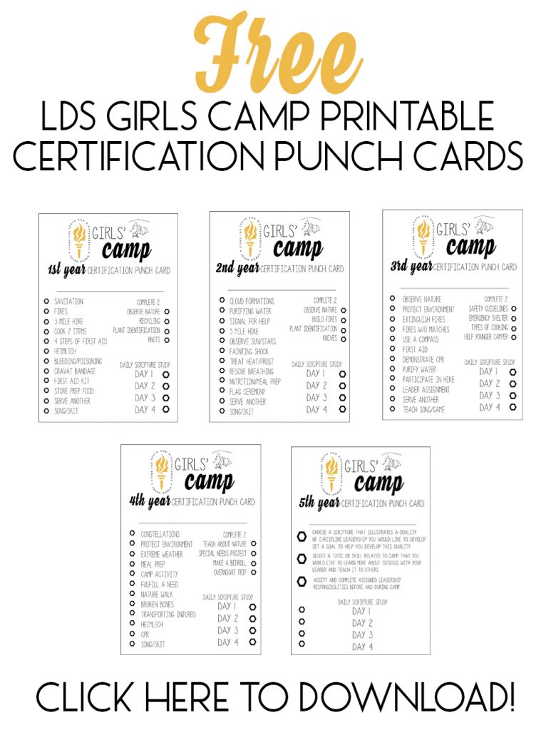 New Girls’ Camp Certification Punch Cards FREE | All ... New Girls’ Camp Certification Punch Cards FREE | All ...