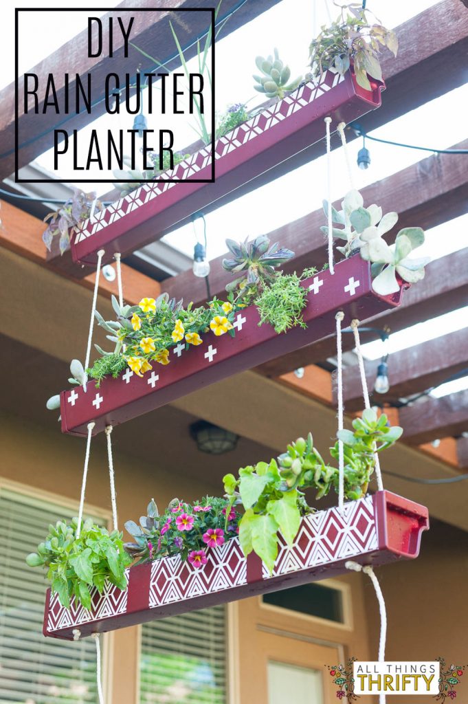 DIY Hanging Rain Gutter Planter