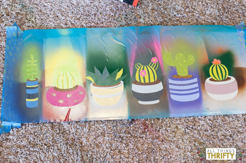 Cacti picture with spray paint and vinyl