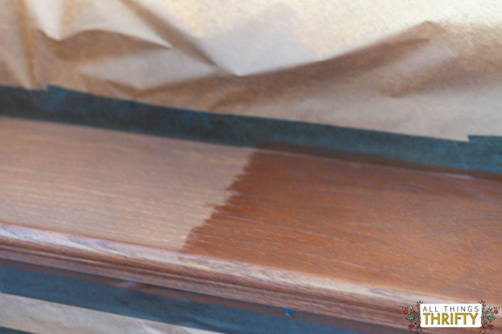 Staining stair treads