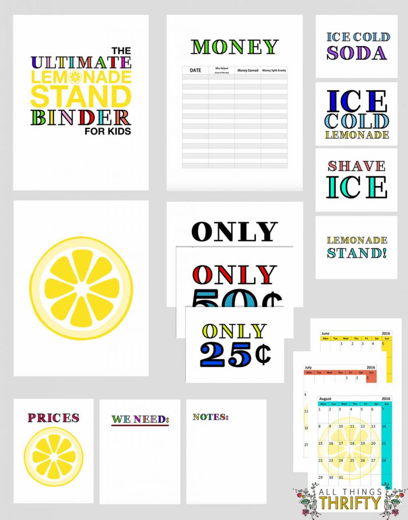 FREE lemonade stand binder for kis-1