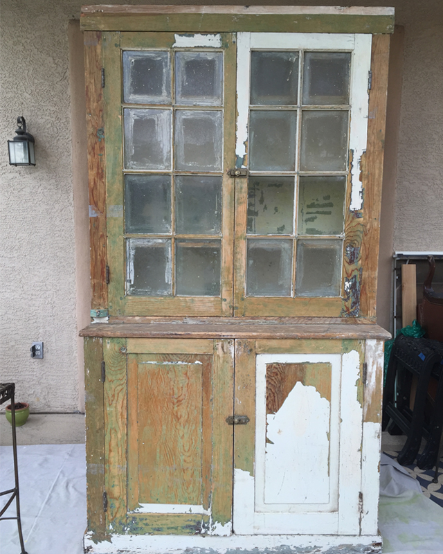 ATT White Antique Hutch Makeover 1